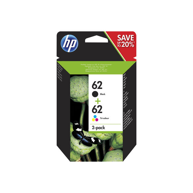 Cartouches pour imprimantes - Hp 62 pack de 2 cartouches authentiques d'encre noire / trois couleurs