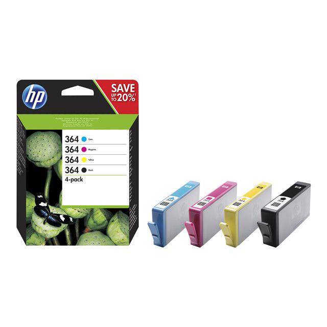 Cartouches pour imprimantes - Hp 364 pack de 4 cartouches d'encre noir/cyan/magenta/jaune authentiques