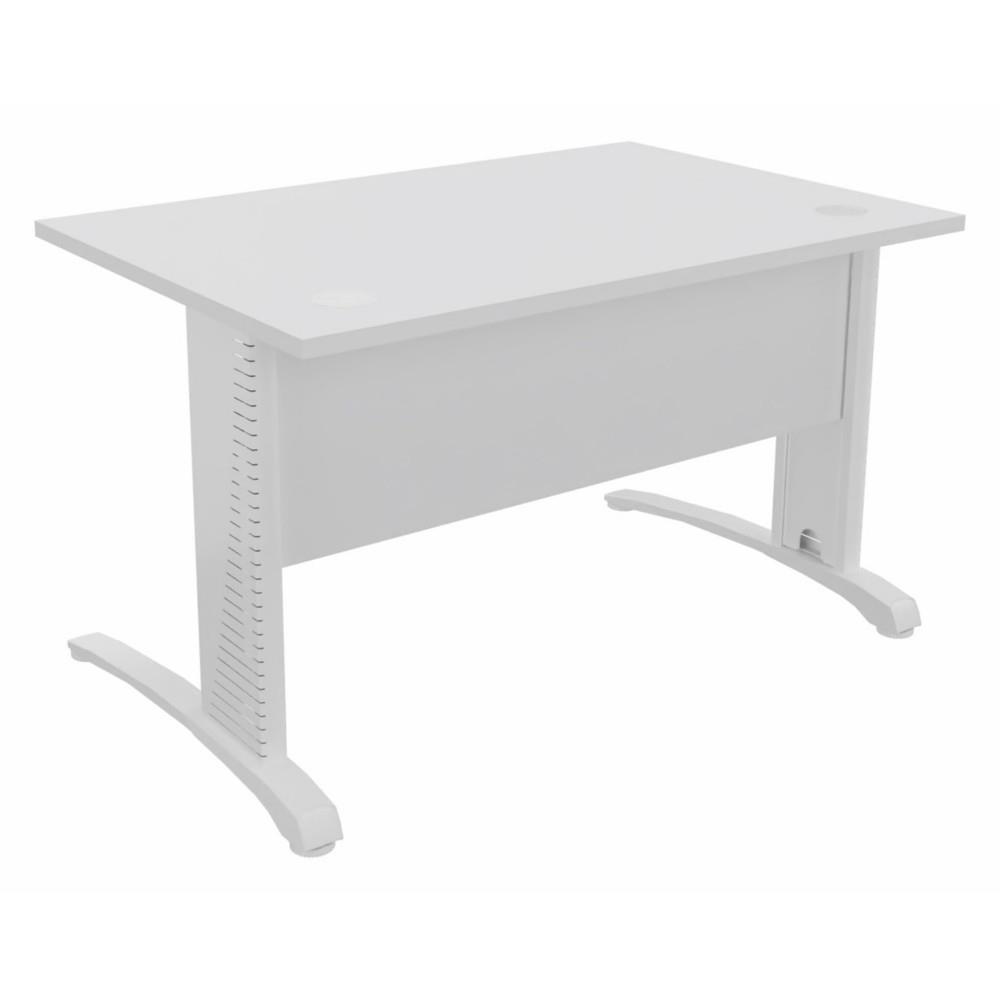 Bureau droit Triomphe 2 - L 120 x P 80 cm - plateau blanc - pieds L blancs  - embase blanche
