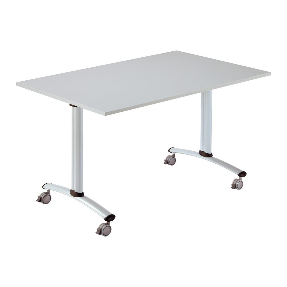 Table  plateau basculant droit - L 120 x P 80 cm - plateau gris - pieds gris