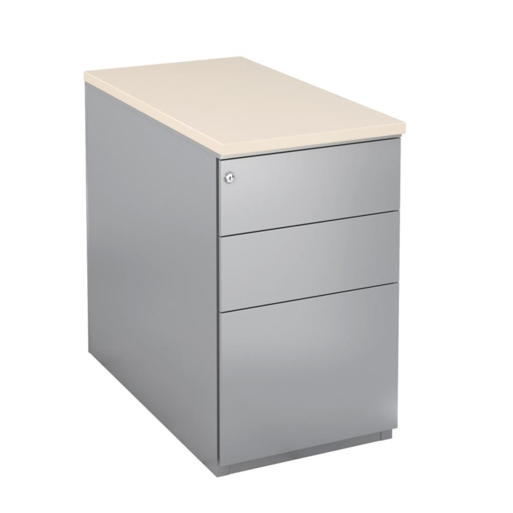 Caisson Hauteur bureau - L42 x P80 x H 72 cm - Coloris Aluminium - Top Argile