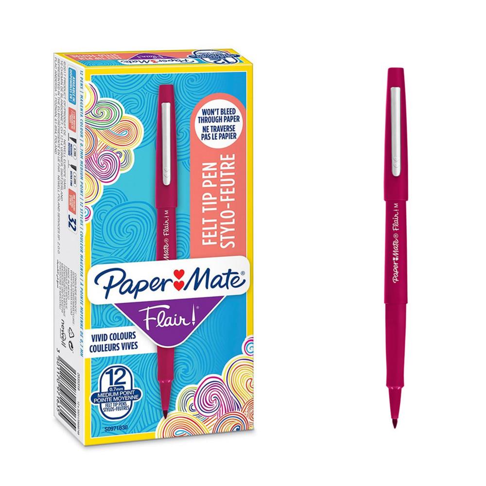 Stylo feutre  capuchon Paper Mate Flair Original pointe moyenne 1 mm - Magenta