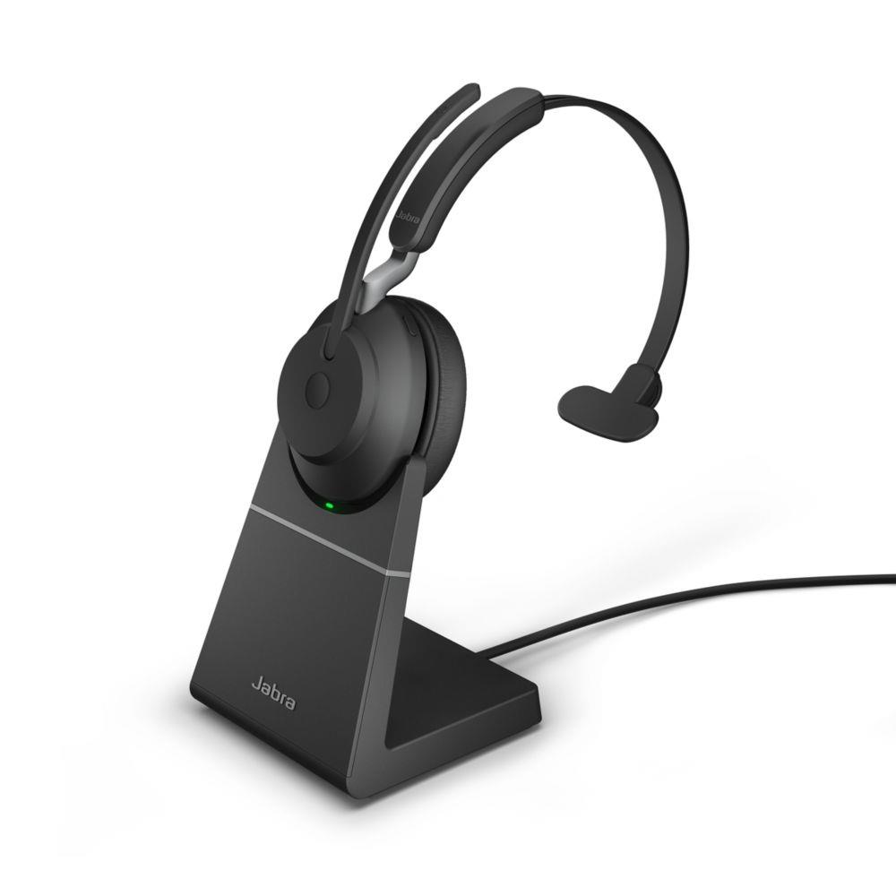 Casque sans fil Bluetooth Jabra Evolve2 65 MS Mono + Station de recharge - Noir