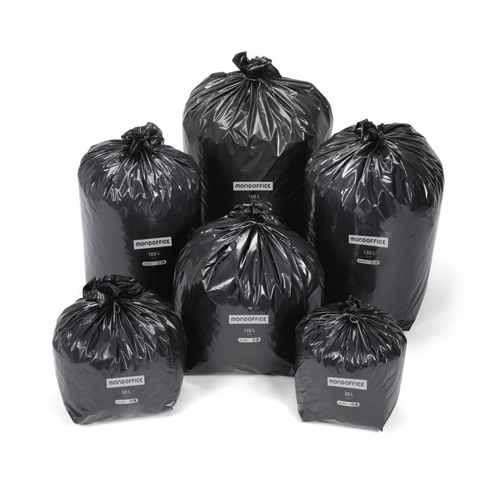 Sac poubelle Mondoffice - 50L - noir - recycl - extra-forte rsistance - Lot de 200 sacs