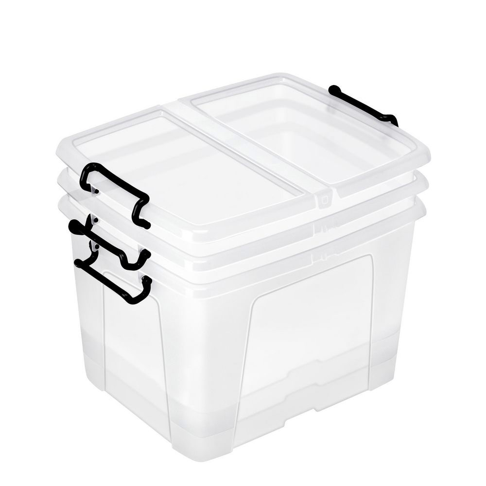 Bote de rangement en plastique Strata - 40 L - couvercle clips - dim int 30,3 x 38,9 x 30,4 cm