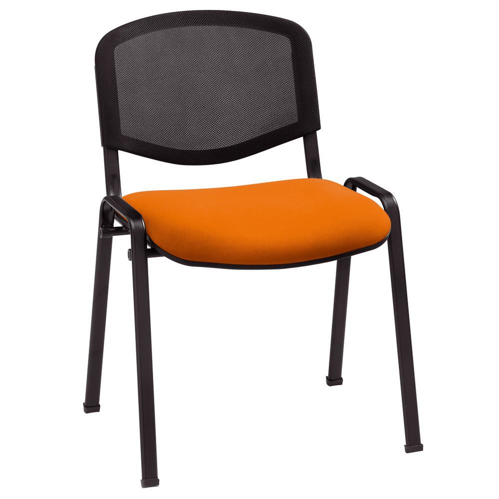 Chaise de r�union & visiteur One - maille filet - abricot - pieds noirs