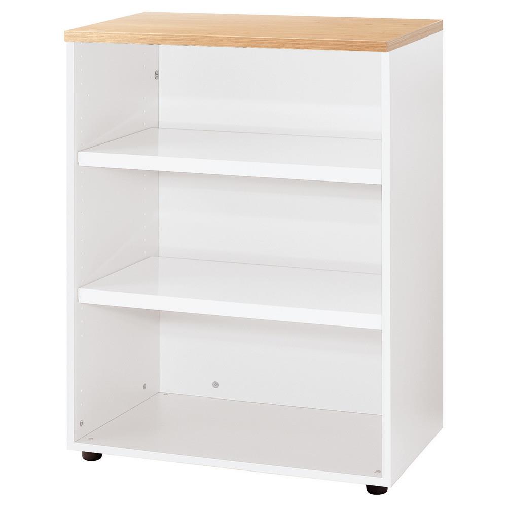 Meuble mi-hauteur Tempo sans portes - H102 x L 80 x P 47 cm - corps blanc - top ch�ne