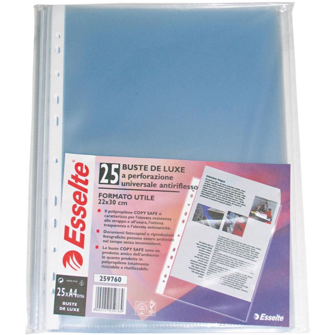 Pochette perfore graine Esselte - A4 - polypropylne 90 microns - 11 trous - transparent - paquet 25 units