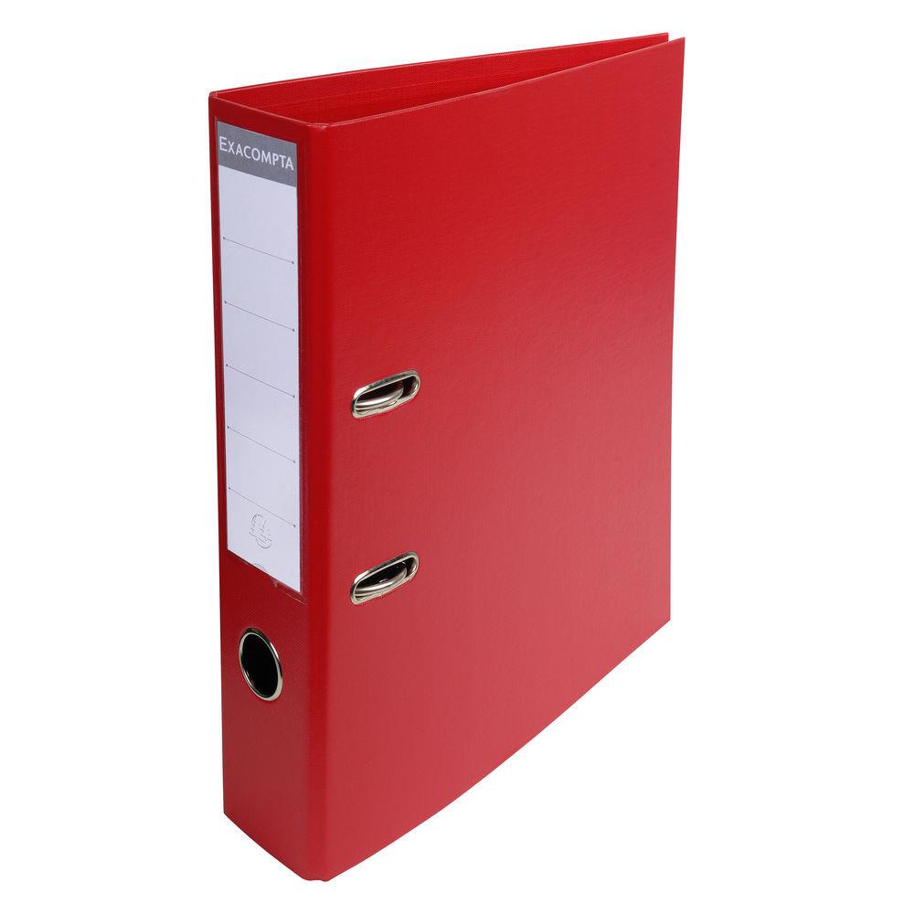 Classeur  levier A4 Exacompta Prem'Touch en carton recouvert de PVC - Dos 7 cm - Rouge