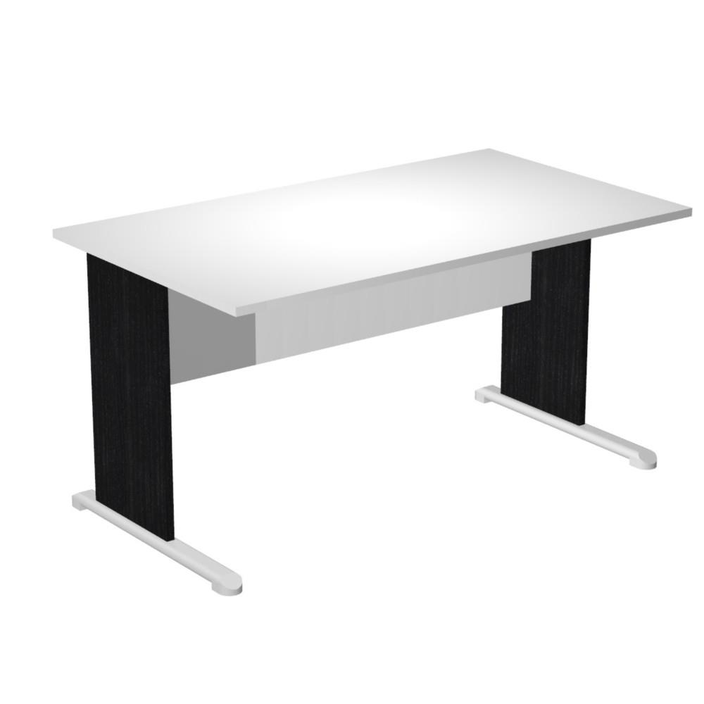 Bureau droit Pulse Bois L140 x P80 cm - Plateau Blanc - Pieds L Noir
