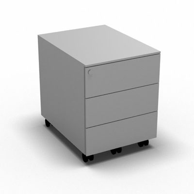 Caisson mobile mtallique 3 tiroirs - aluminium