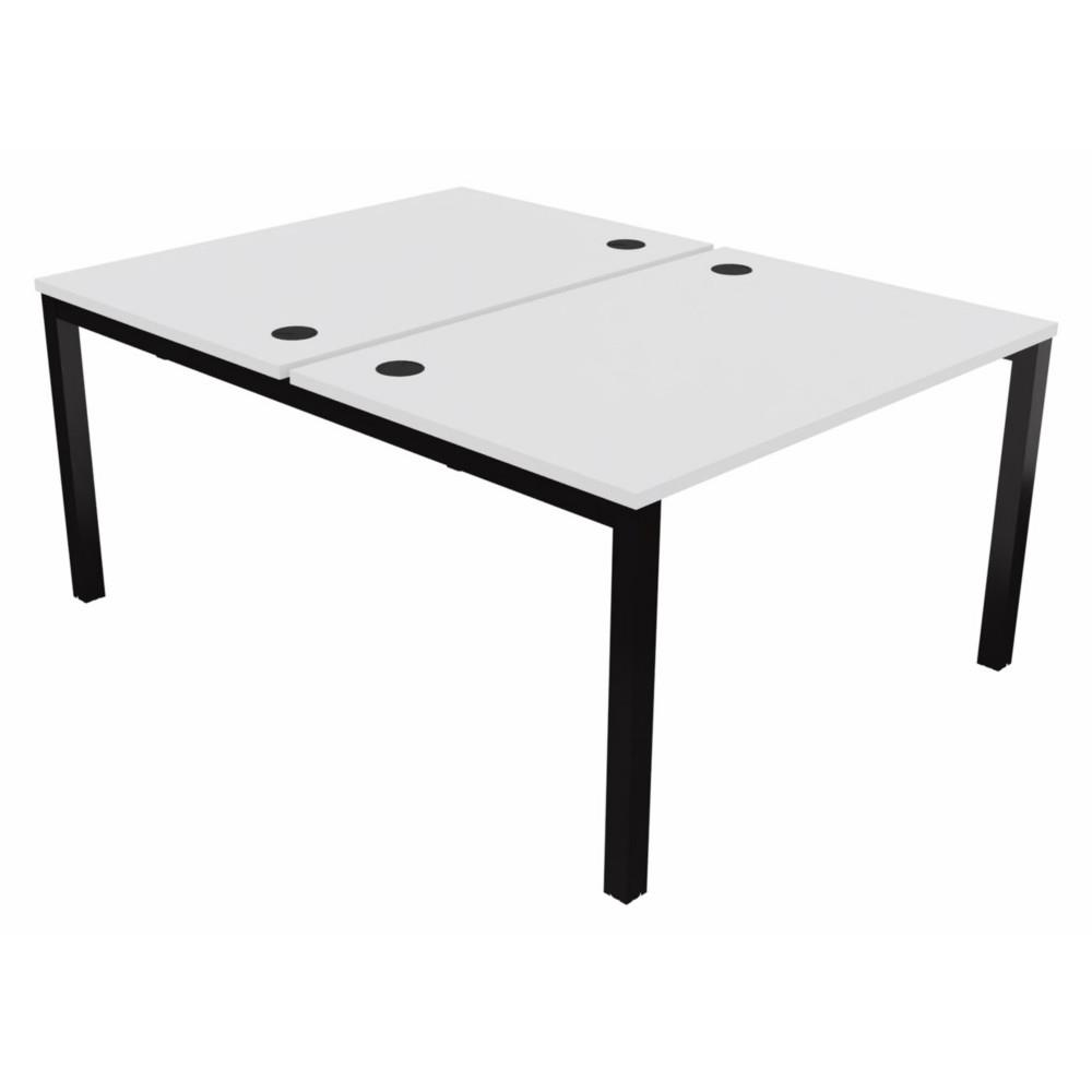 Bureau bench 2 postes Osmose d�part L120 x P163 cm Plateaux Blanc Pieds m�tal Noir