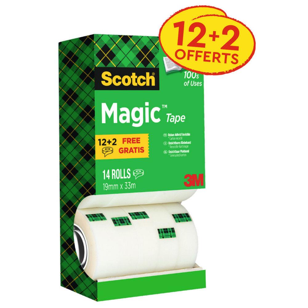 Tour de 14 rouleaux de Scotch Magic 810 invisible - 19 mm x 33 m