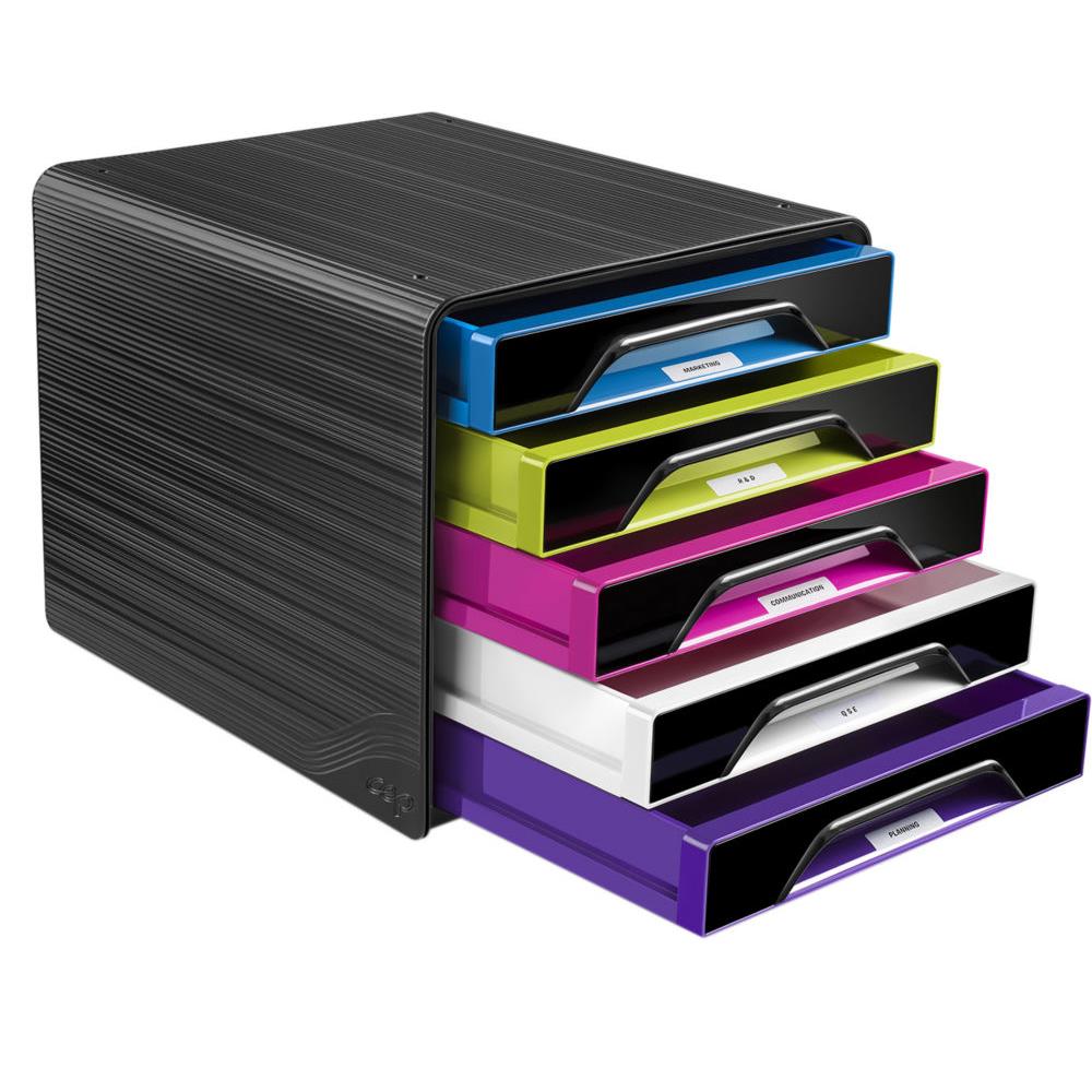 Module de classement CEP Smoove - 5 tages - 24 x 32 cm - L36 x H27,1 x P28,8 cm - noir multicolore