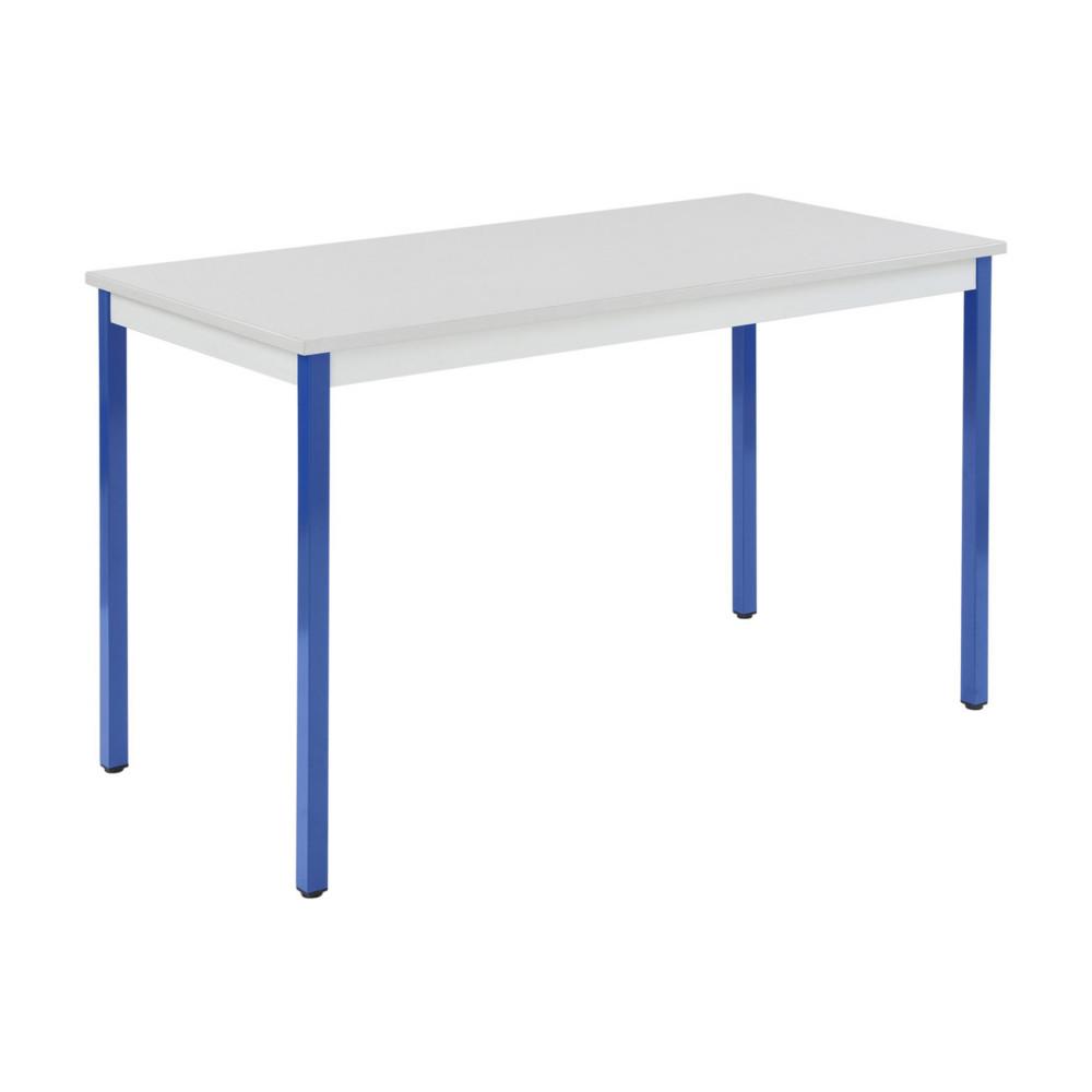 Table Modulaire Domino rectangle - L 120 x P 60 cm - plateau gris - pieds bleus