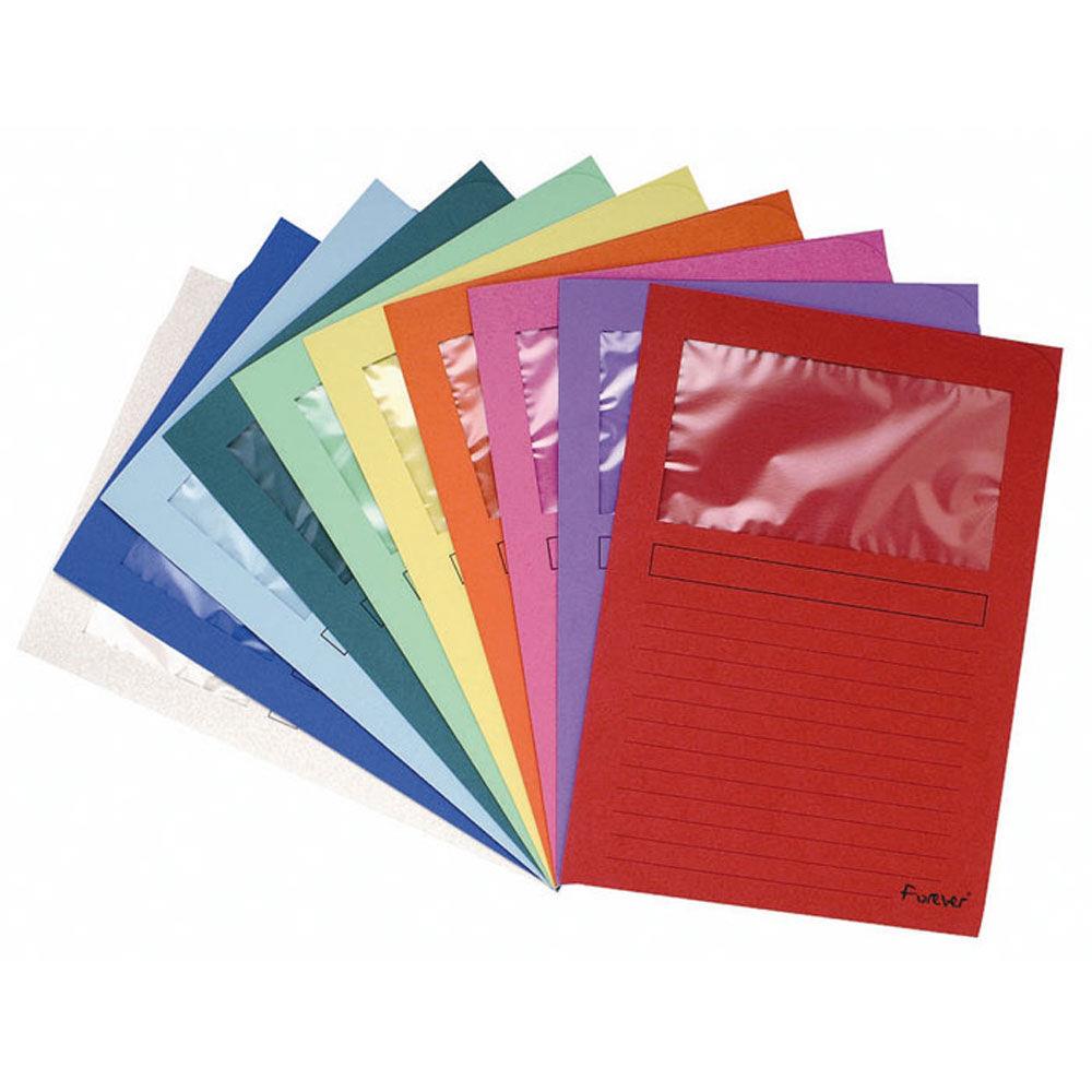 Chemises Exacompta Forever Window A4 - 80 feuilles - carton comprim recycl - 220 x 310 mm - couleurs assorties - lot de 10