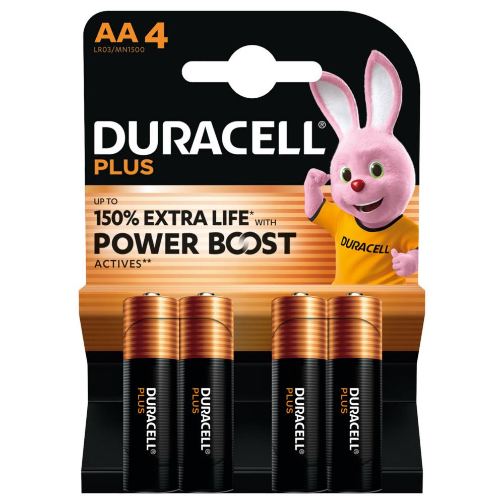 Pile alcaline Duracell AA / LR6 Plus - Lot de 4