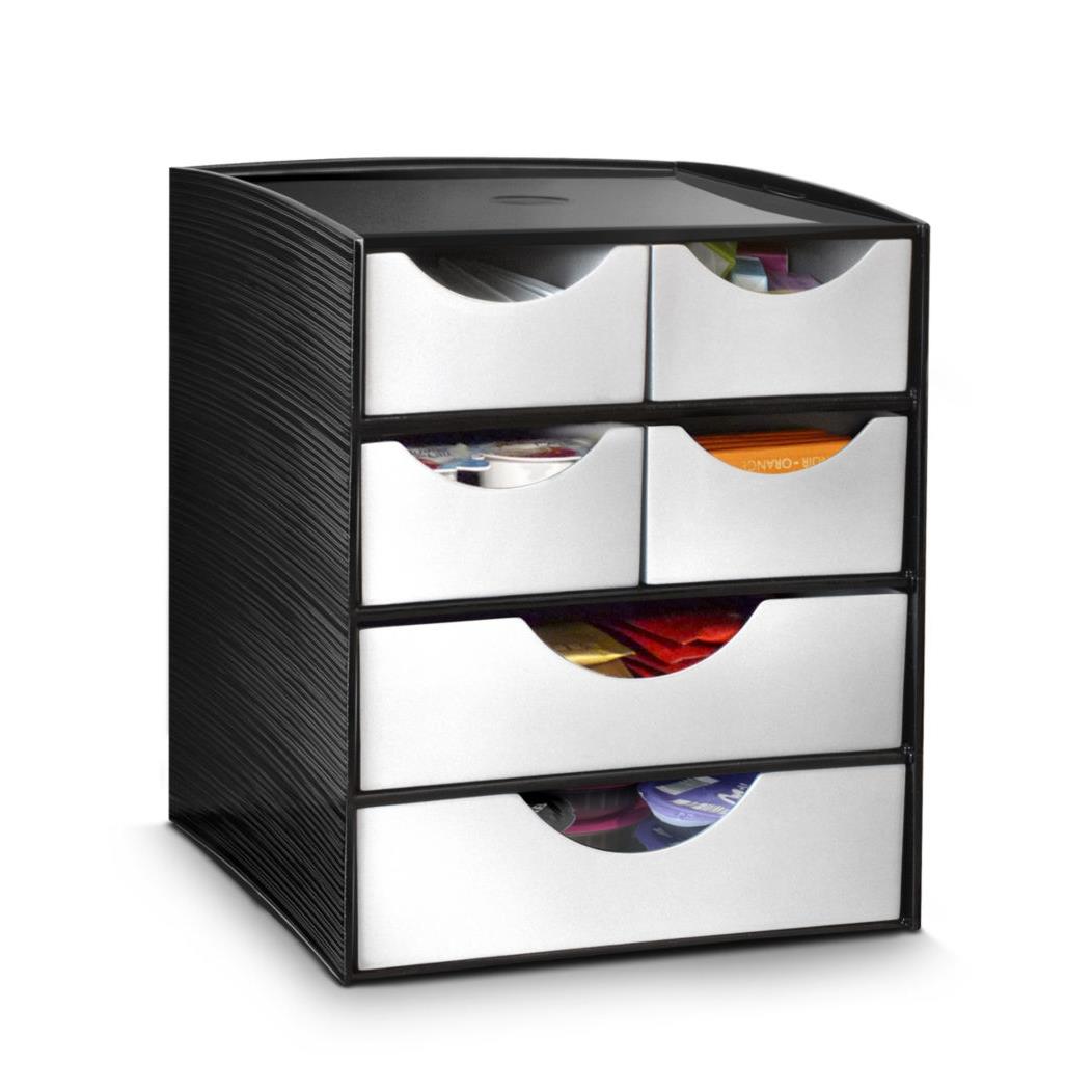 Module de rangement Cep Take A Break - 2 grands compartiments + 4 petits - 186 x 185 x 230 mm - polystyrne - noir / gris mtallis