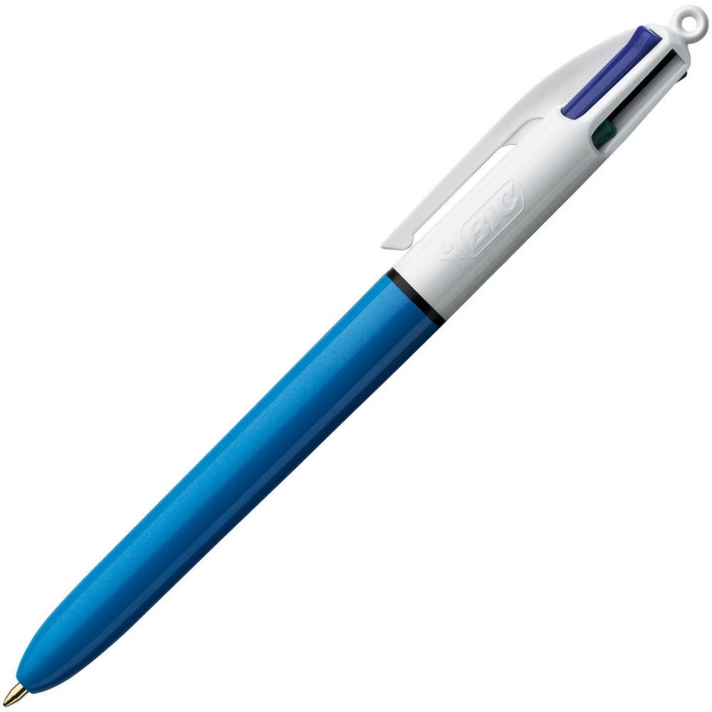 Stylo bille Bic 4 couleurs - pointe moyenne rtractable - vert / bleu / rouge / noir