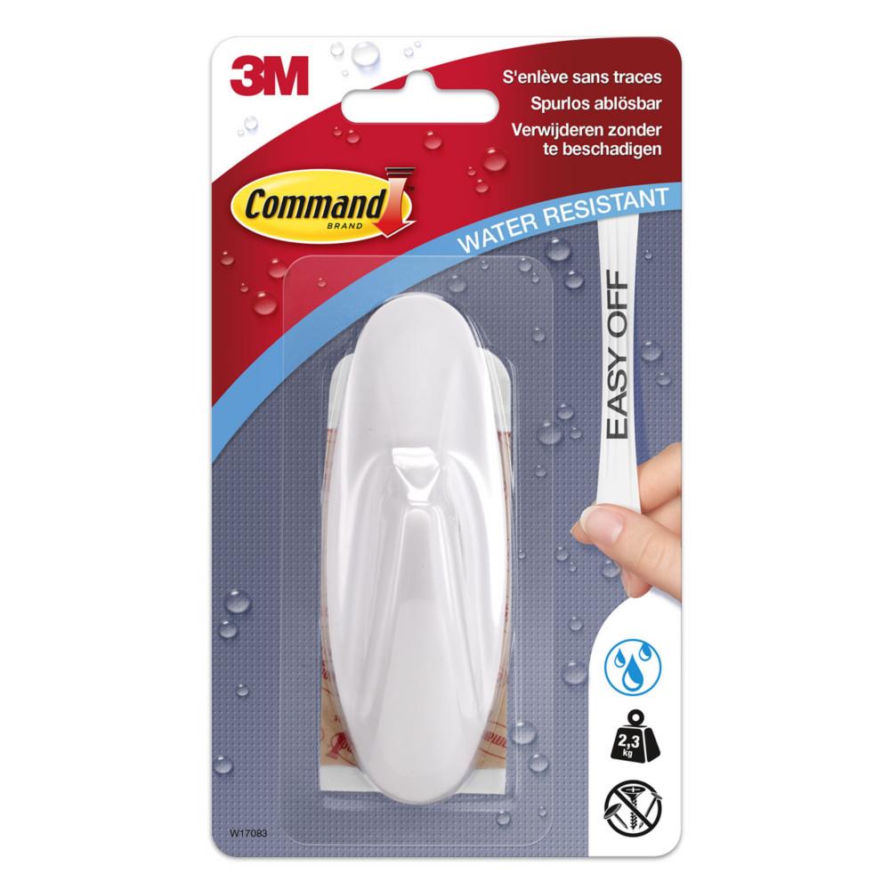 Command Crochet Designer 3M avec bandes r�sistantes � l'eau - Blanc - 1 crochet 2 grandes bandes - Supporte 2,3 kg