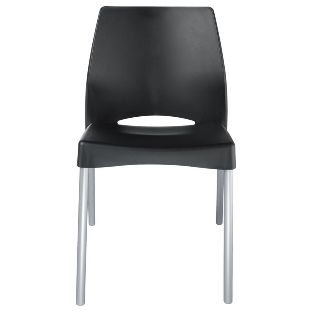 Chaise Collectivit�s Idylle Noir pieds Aluminium - lot de 4