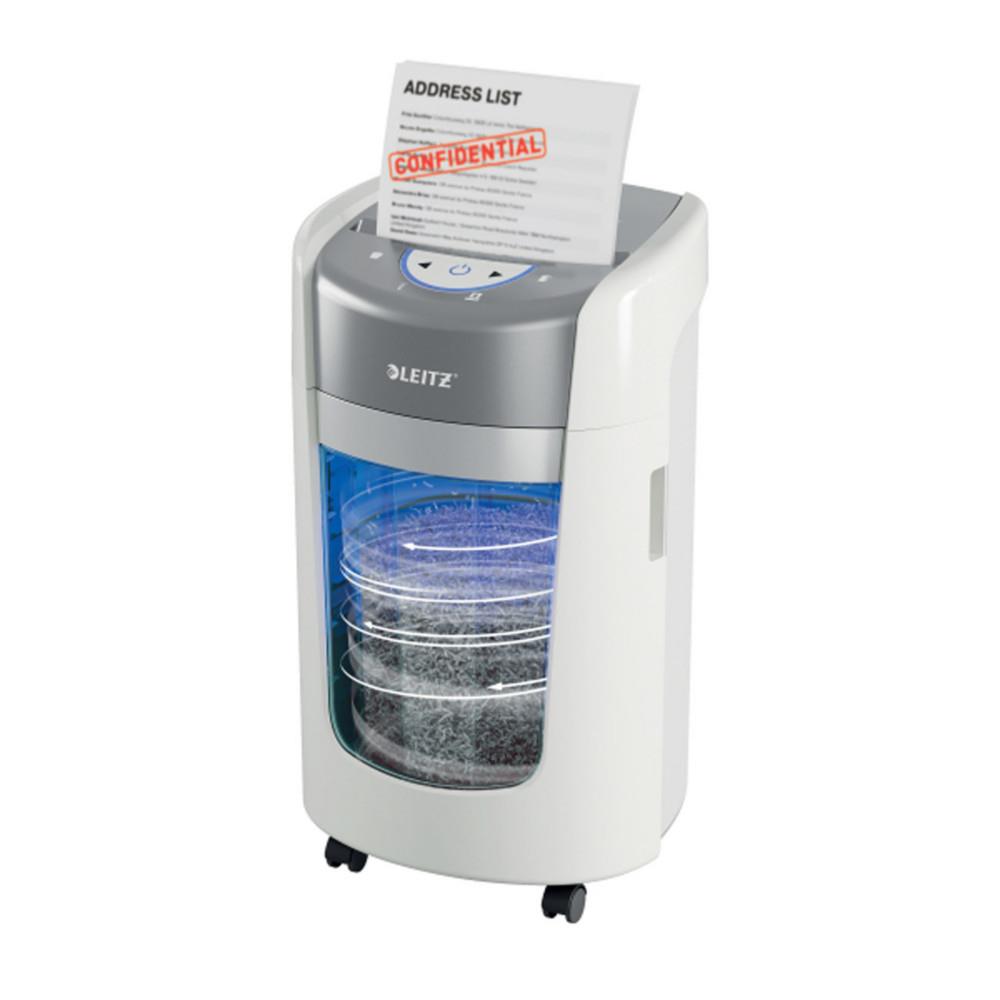 Destructeur de documents Leitz IQ OptiMax Home Office 225 - Coupe micro S�curit� P5 - Corbeille 15 L - Blanc