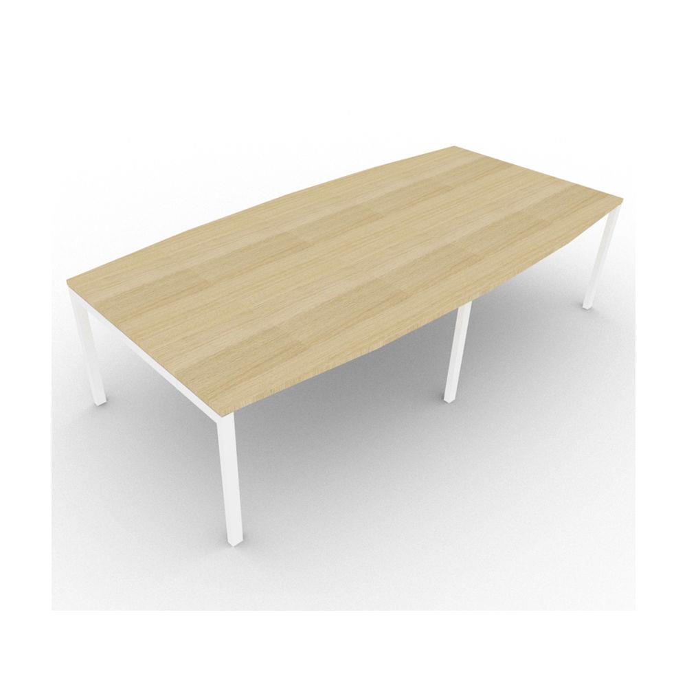 Table de r�union forme tonneau - gamme arche - L.280 x P.140 x H.72 cm - plateau ch�ne - pieds blancs