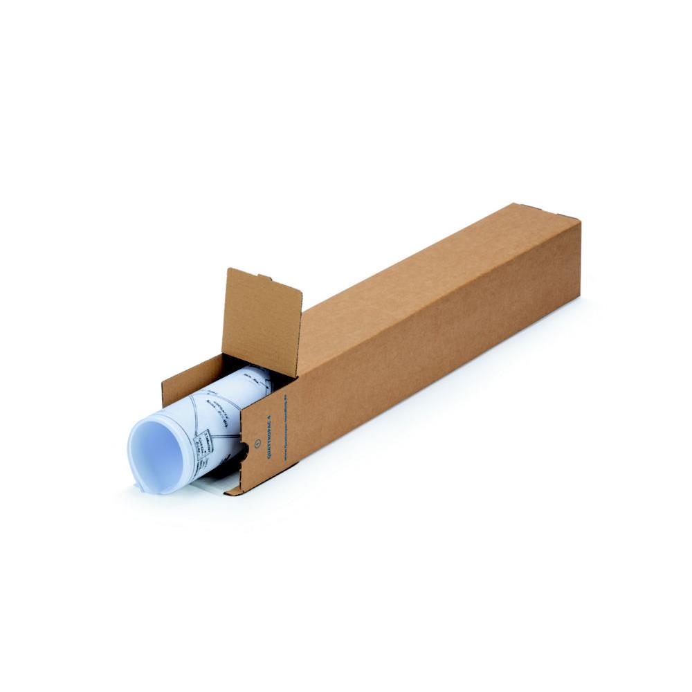 Tube d'expdition carr avec fermeture adhsive en carton brun - Diam.int.105 x L.860 mm - Lot de 10
