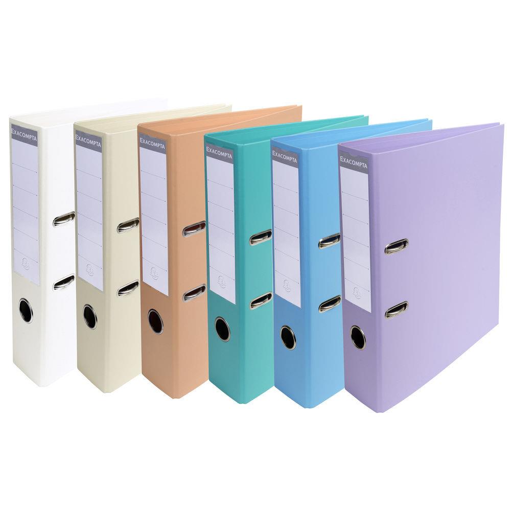 Classeur  levier A4 Exacompta Prem'Touch en carton recouvert de PVC - Dos 7 cm - Coloris assortis pastel