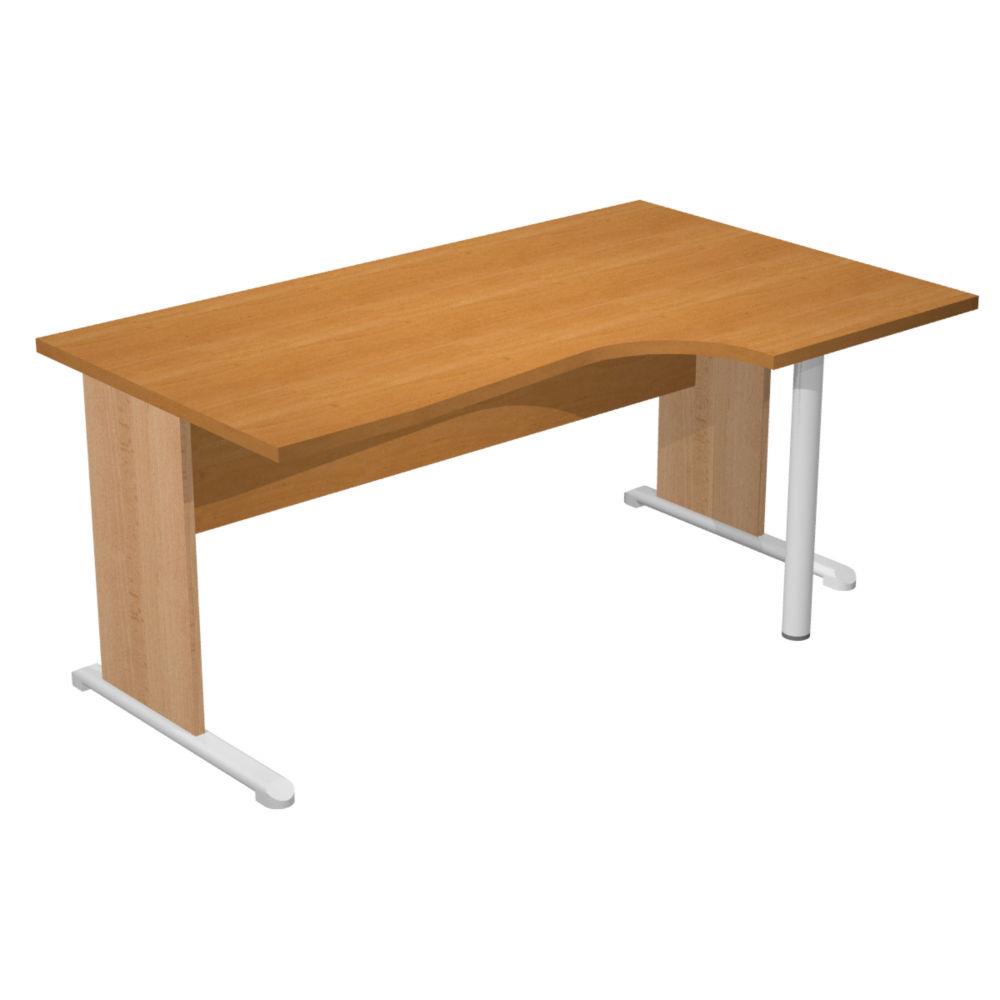 Bureau d'angle compact retour  droite Pulse Bois - L160 x P100 cm - Plateau Aulne - Pieds L Htre