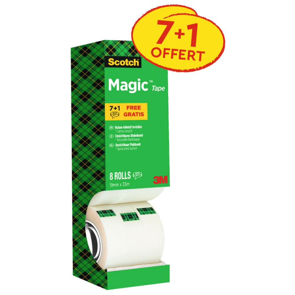 Ruban adhsif Scotch Magic 810 invisible - 19 mm x 33 m - pack de 7 + 1 rouleau gratuit
