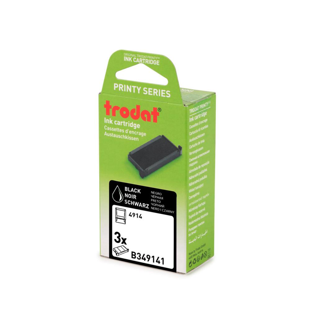 Cassettes d'encre de rechange pour Tampons Trodat Printy 4914 - Pack de 3 cassettes noires