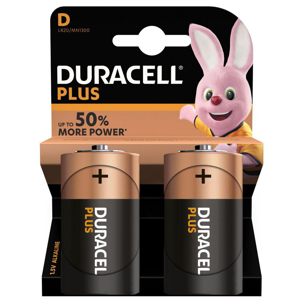Pile Duracell D LR20 Plus Power alcalines 1,5V blister de 2 piles pas cher Office