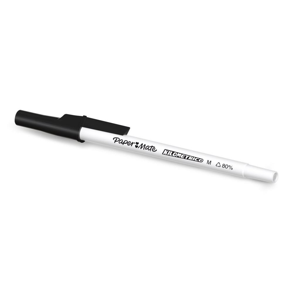 Stylo  bille  capuchon Papermate Kilometrico pointe moyenne 1 mm - Noir