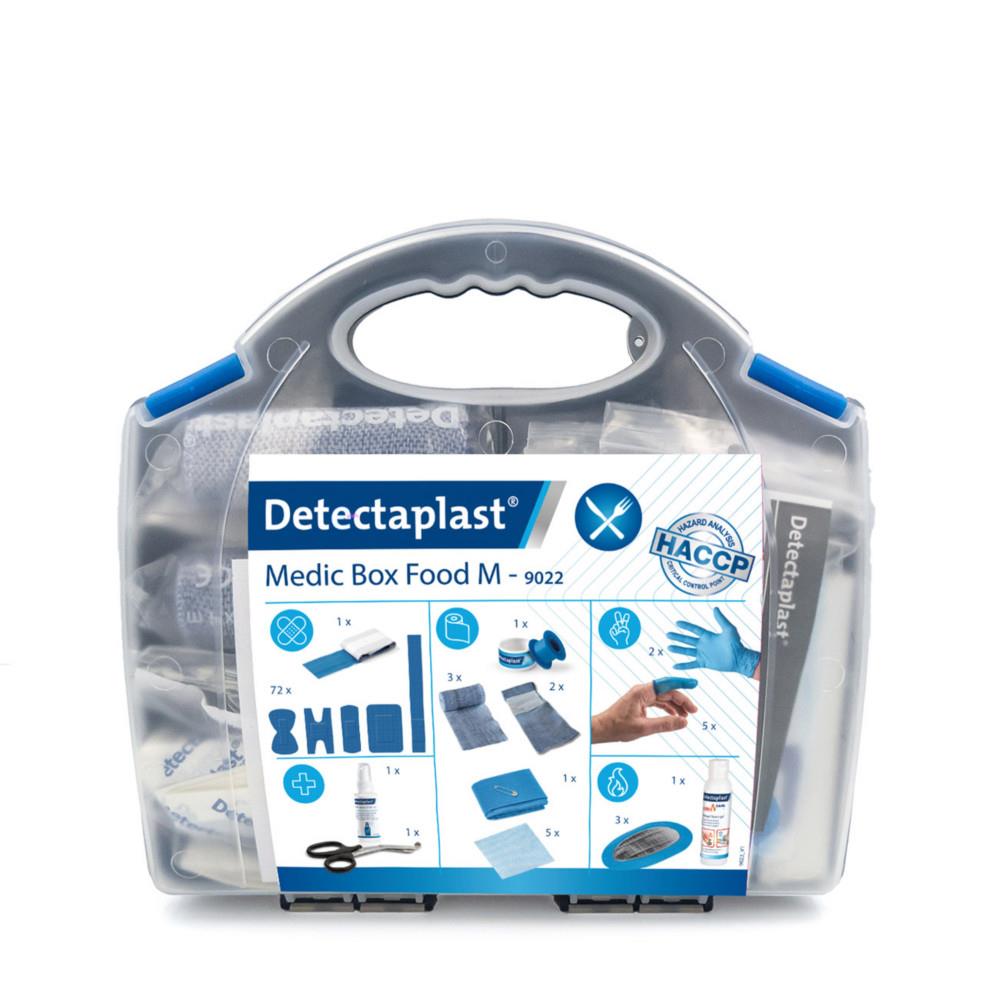 Trousse de secours Detectaplast Medic Box Food Restauration - HACCP - Pour 10 personnes - Pansements Super Stretch - Assortiment de 98 �l�ments