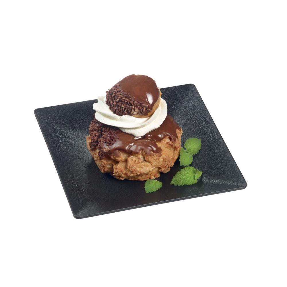Assiette carre en polypropylne noire 16 x 16 cm - Lot de 10