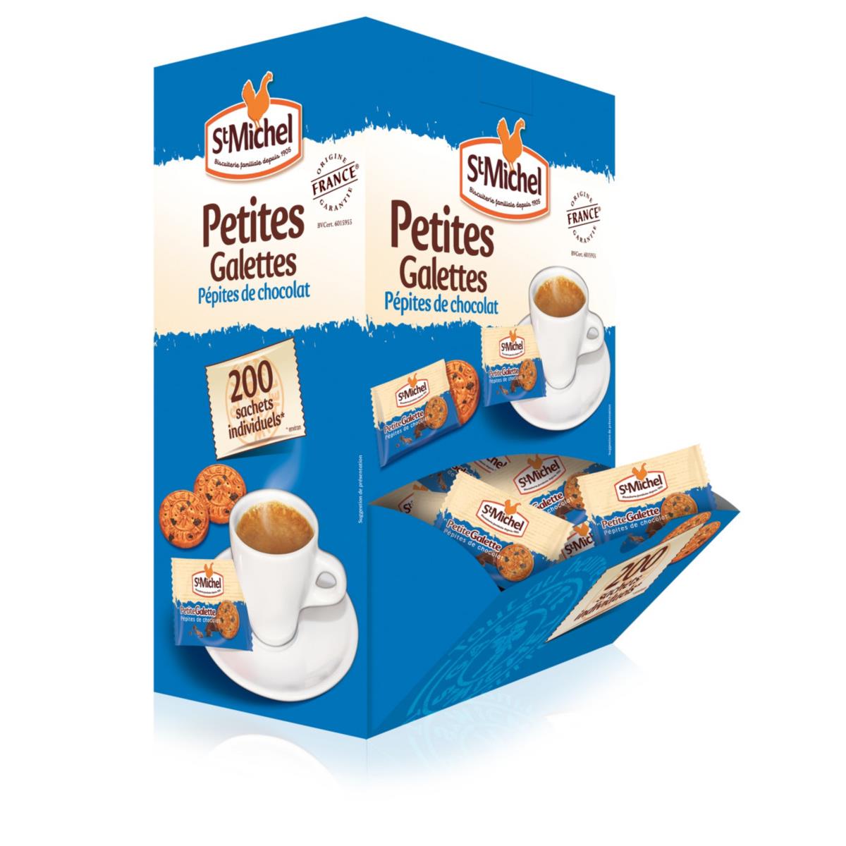 Mini galettes aux ppites de chocolat St Michel - bote de 200 sachets individuels