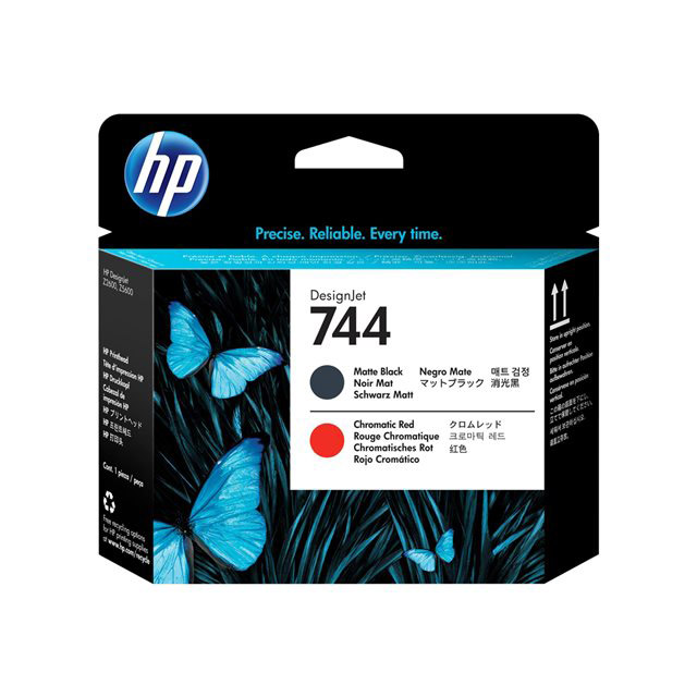 Hp tte d'impression designjet 744 noir mat/rouge chromatique
