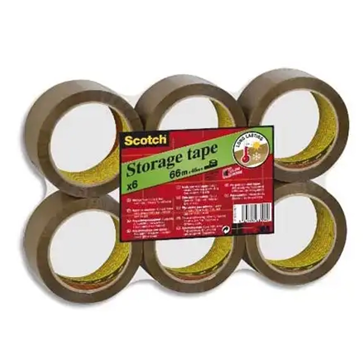 Ruban adhsif d'emballage Scotch - polypropylne silencieux 28 microns - 50 mm x 66 m - Havane - lot de 6