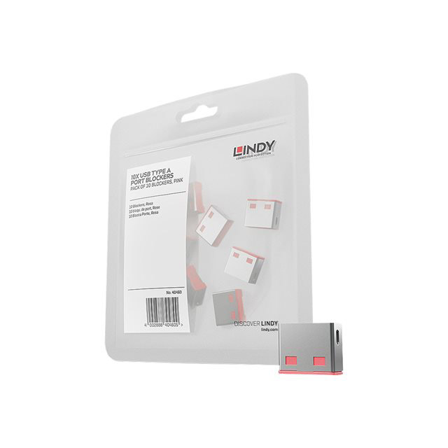 Bloqueur de port - Lindy 40460 bloqueur de port usb type-a rose acrylonitrile-butadine-styrne (abs) 10 pice(s)