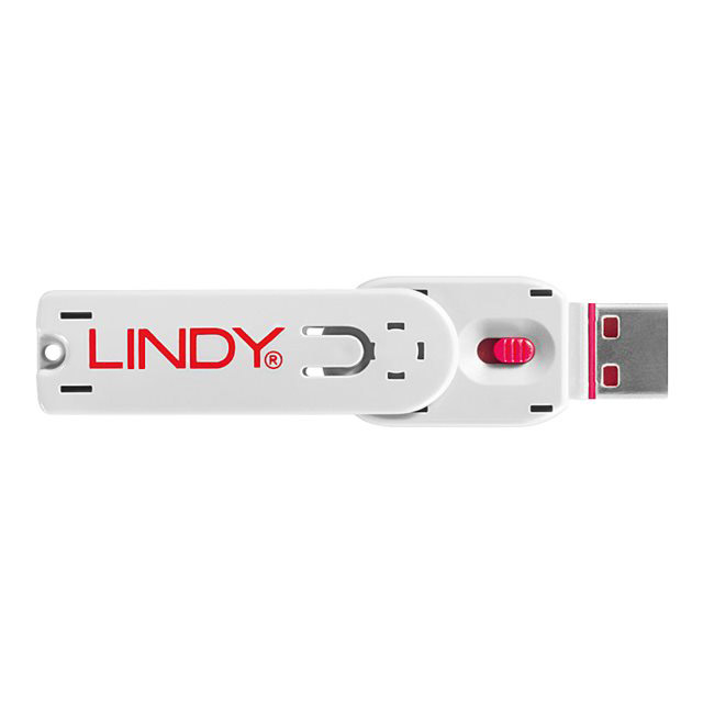 Bloqueur de port + cl - Lindy 40450 bloqueur de port bloqueur de port + cl usb type-a rose acrylonitrile-butadine-styrne (abs) 5 pice(s)