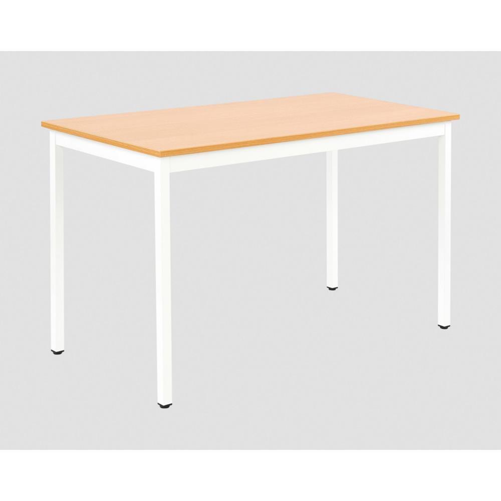 Table polyvalente rectangle - L 120 x P 60 cm - plateau htre - pieds mtal blancs