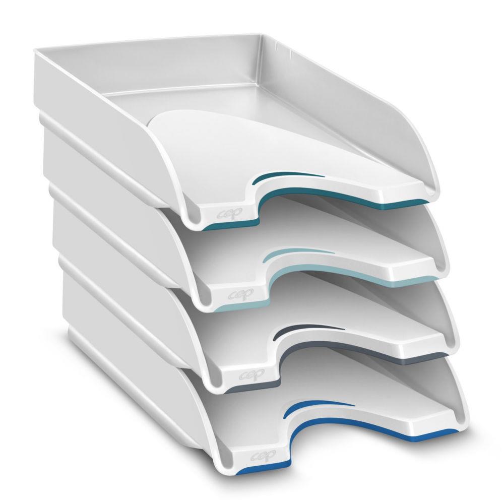 Set de 4 Bacs  courrier CEP Nuance Soft pour documents A4 - Blanc