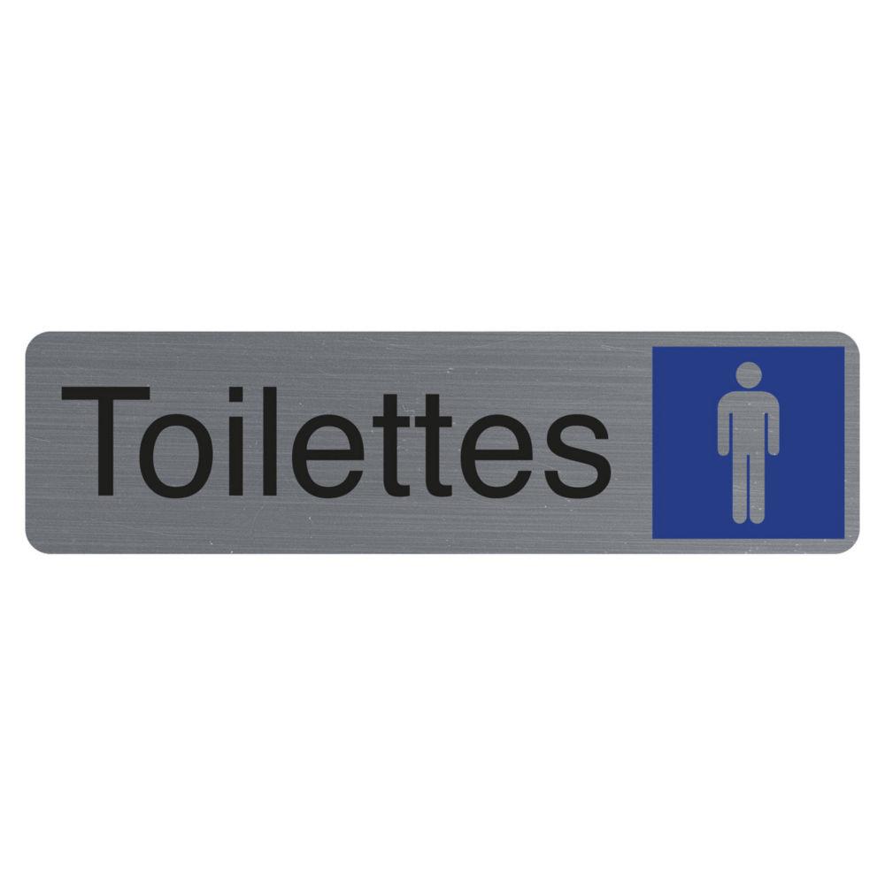 Plaque signaltique adhsive Exacompta Toilettes Homme - Rectangle Gris / Bleu