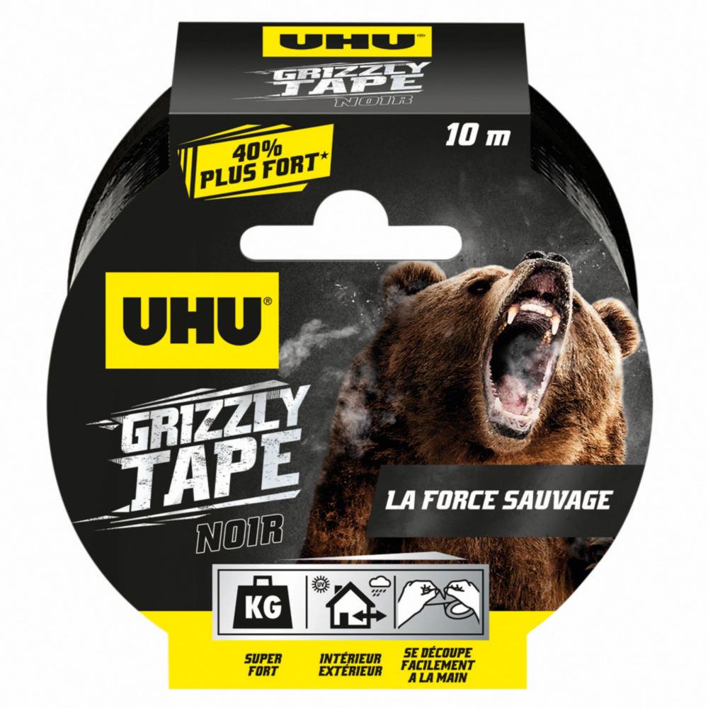 Ruban adhsif Uhu toil en polythylne rsistant tanche Grizzly Tape - 50 mm x 10 m - noir