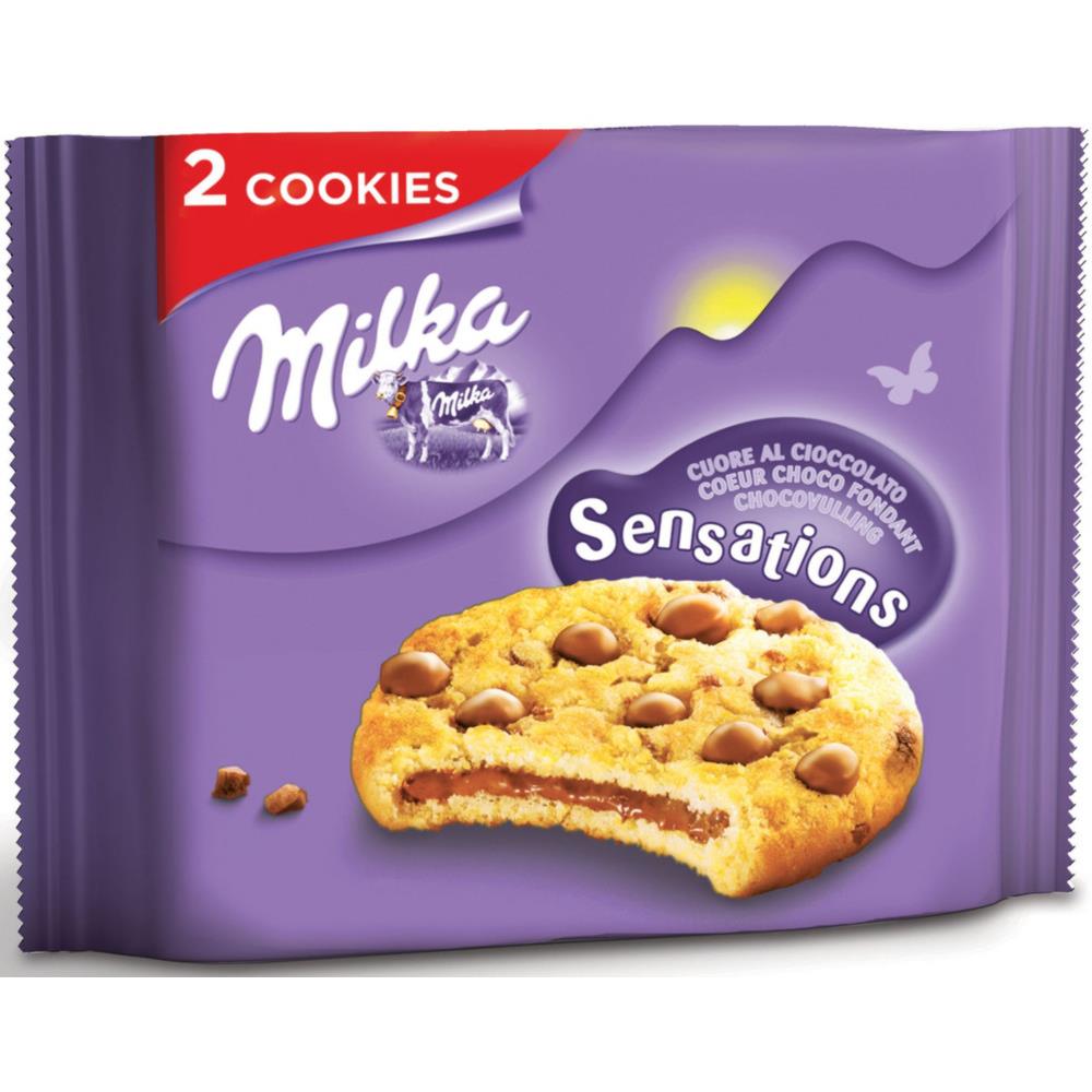 Cookies Milka sensations au coeur chocolat - Lot de 24 sachets de 2 biscuits