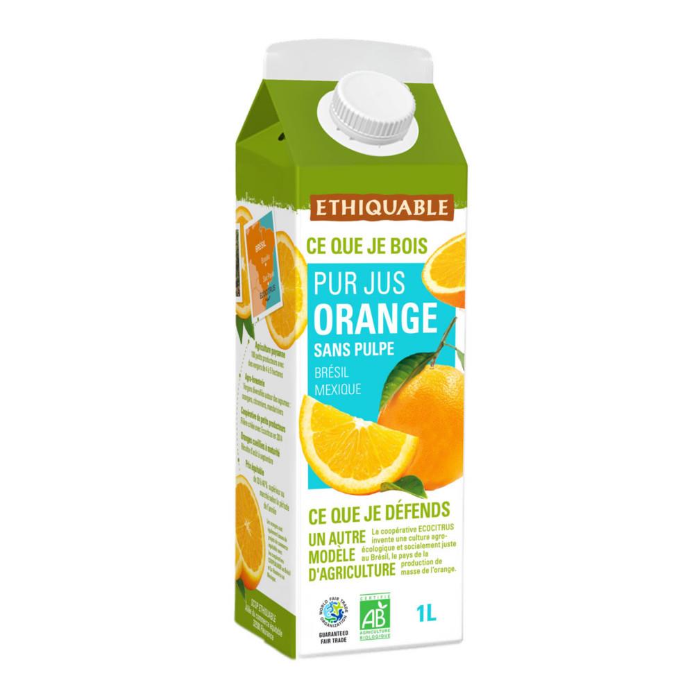 Pur Jus d'orange Bio Ethiquable - Lot de 8 briques 1L