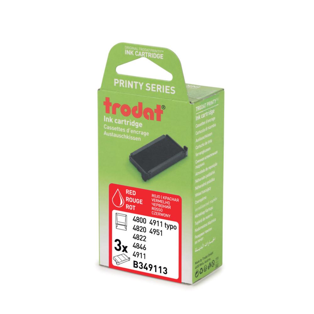 Cassette d'encre Trodat de rechange pour tampon Printy 4911 - Lot de 3 - Rouge
