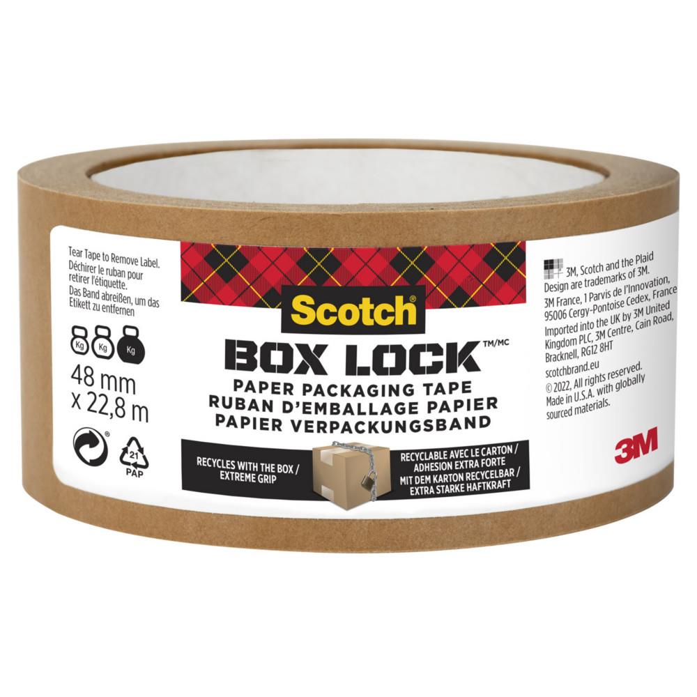 Ruban d'emballage Scotch papier Box Lock - Rouleau adh�sif - 48 mm x 22,8 m - Marron