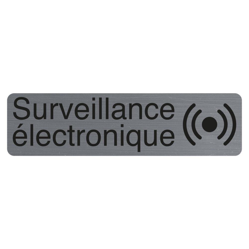 Plaque signaltique adhsive Surveillance Exacompta lectronique - Rectangle Gris / Noir
